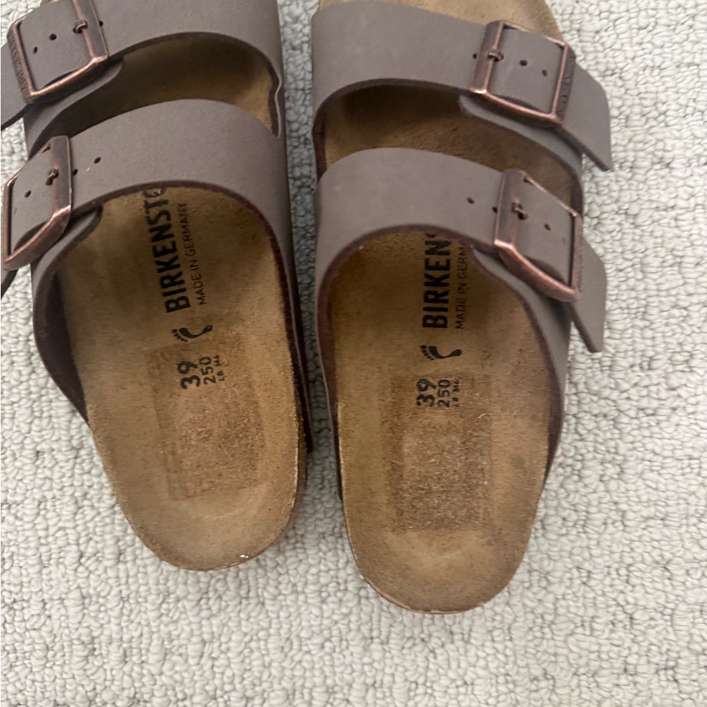 Birkenstock Arizona Double-Strap Sandals in Brown with Copper Buckles - Picture 4 of 7